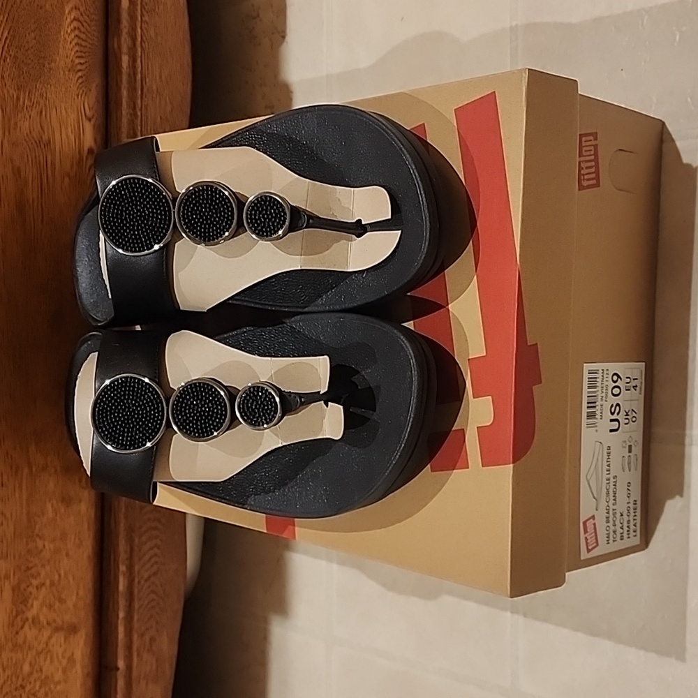 Fitflop Black Beaded Wedge Sandals - Picture 2 of 6